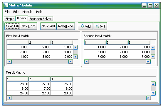 Screenshot vom Programm: Matrx Module